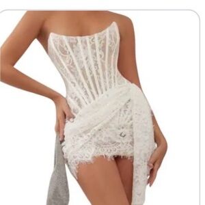 Heiress Beverly Hills Lace Corset Draped Mini Dress